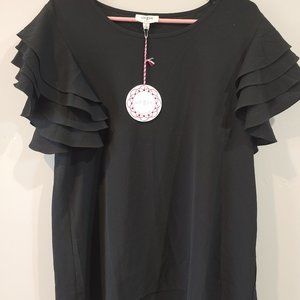 Black ruffle blouse